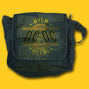 AC/DC High Voltage Denim Messenger Bag