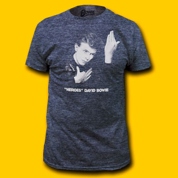 David Bowie Heroes Soft Heather Navy T-Shirt