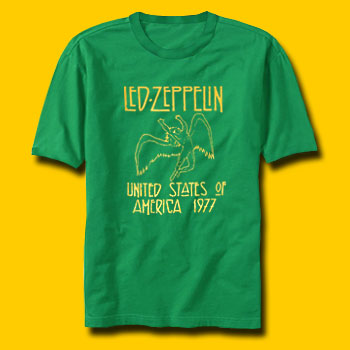 Led Zeppelin US Tour 77 Classic Rock Green T-Shirt