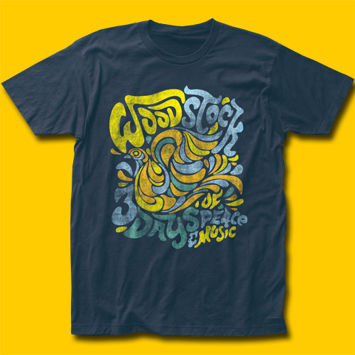 Woodstock Dove Font Light Navy T-Shirt