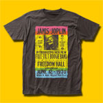 Janis Joplin Freedom Hall Poster Coal T-Shirt